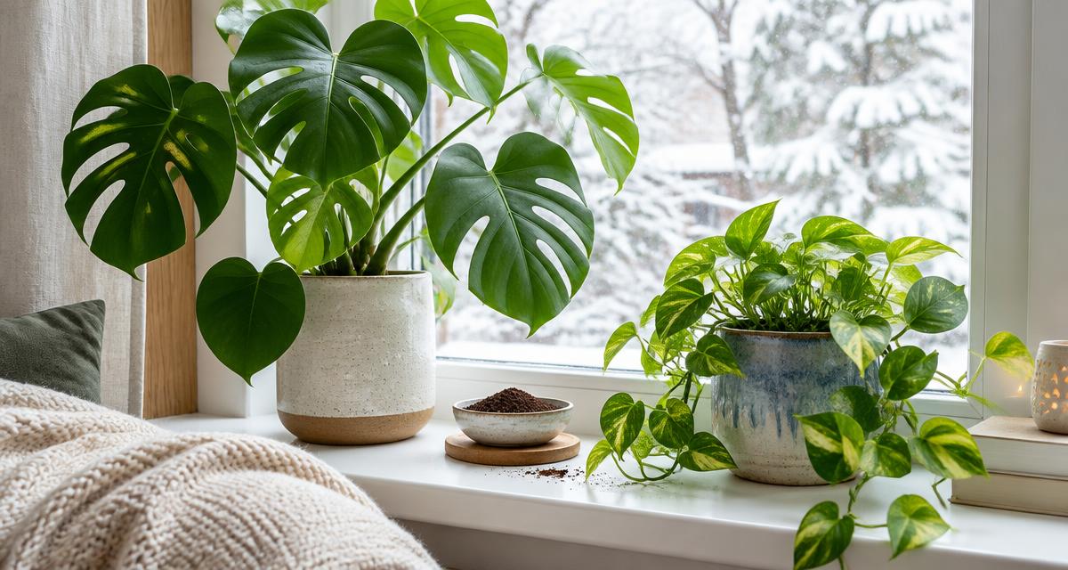 Caring for houseplants in winter with coffee grounds